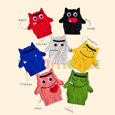 Títeres Manopla, "Monstruo de Colores" x7, bordados.
