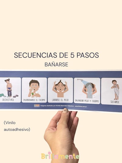 Vinilo Autoadhesivo Secuencia “Bañarse” – 5 Pasos