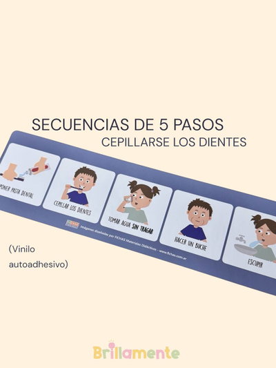Vinilo Autoadhesivo Secuencia “Cepillado de Dientes” – 5 Pasos