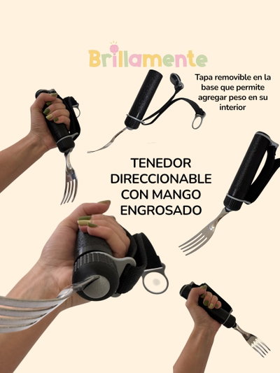 Tenedor grande direccionable con mango engrosado