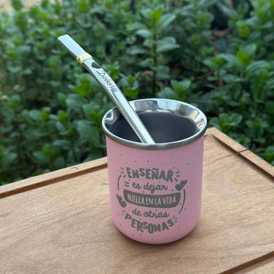 Mate Acero Personalizado + Bombilla