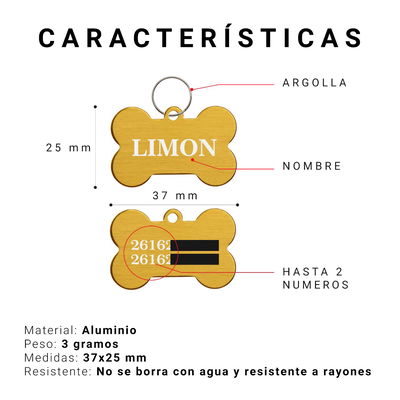 Plaquita Id Hueso Aluminio 