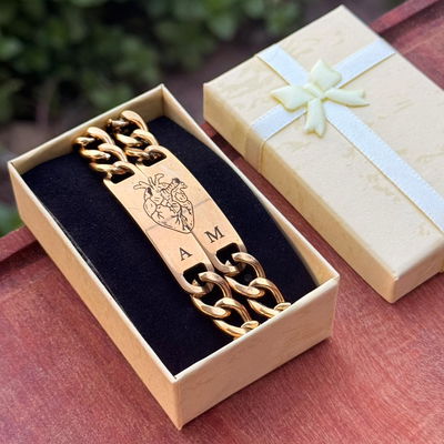 Dúo Pulseras Corazón Dorada