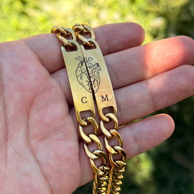 Dúo Pulseras Corazón Dorada