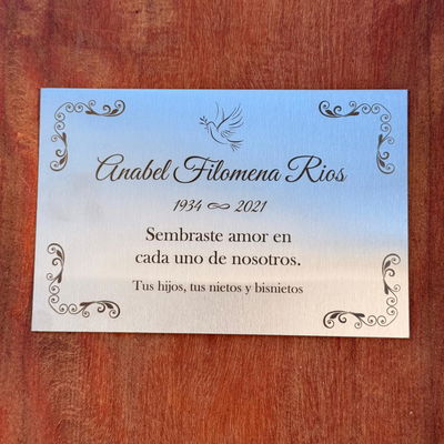 Placa Recordatoria para Cementerio