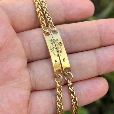 Dúo Pulseras Corazón Espiga Dorada