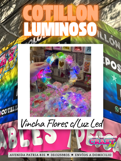 VINCHA CON FLORES c/LUZ