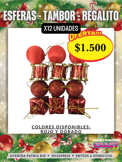 SURTIDO ESFERAS - TAMBORCITOS - PELOTITAS (x12 Unidades)