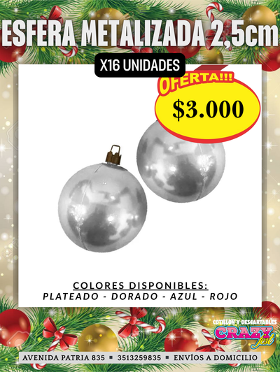 ESFERA METALIZADA 2cm (x16 Unidades)
