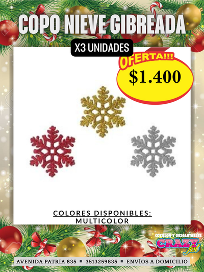 COPO DE NIEVE GIBREADO (x3 Unidades)