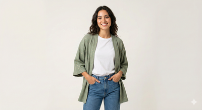 Saco liviano verde y dorado