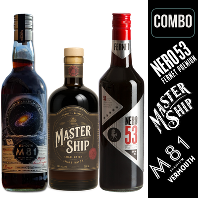 COMBO FERNET NERO 53 PREMIUM + M81 VERMOUTH ROSSO + LICOR MASTERSHIP