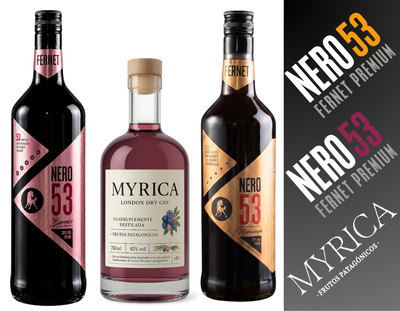 COMBO FERNET NERO 53 MARACUYA + MYRICA GIN FRUTOS PATAGONICOS + FERNET NERO 53 BERRIES