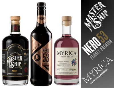 COMBO FERNET NERO53 BARREL BLEND + LICOR MASTERSHIP + MYRICA GIN FRUTOS PATAGONICOS