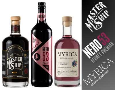 COMBO FERNET NERO 53 BERRIES + MYRICA GIN FRUTOS PATAGONICOS + LICOR MASTERSHIP