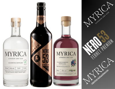 COMBO FERNET NERO 53 BARREL BLEND + MYRICA GIN LONDON DRY + MYRICA GIN FRUTOS PATAGONICOS