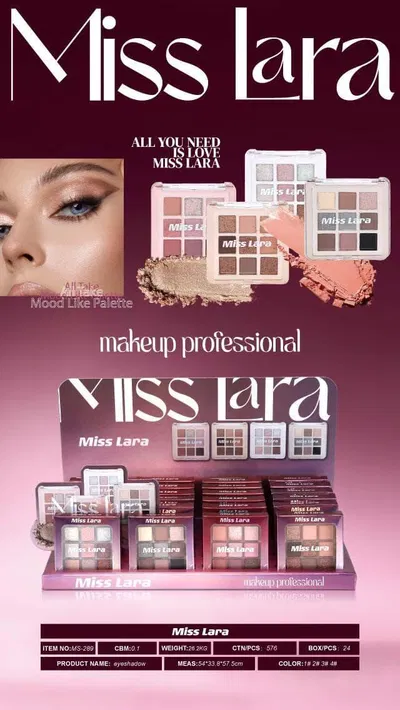 Paleta sombras 9 tonos Miss Lara