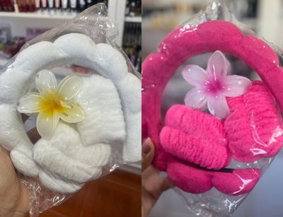 Kit vincha muñequeras y broche flor