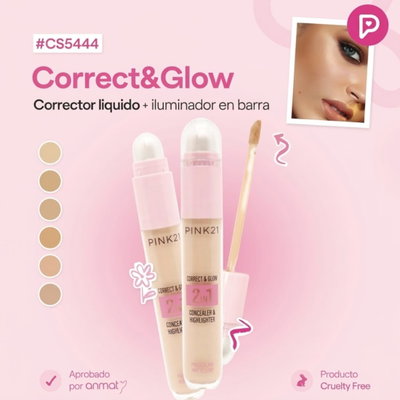 Corrector liquido con iluminador en barra pink 21