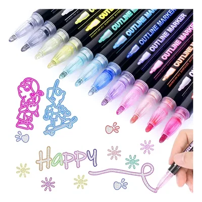 Marcadores metálicos doble línea 