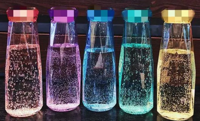 botella vidrio 400ml diamánte colores aleatorios