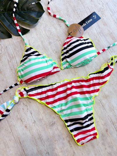 Bikini art 30032 rayado verde y rojo