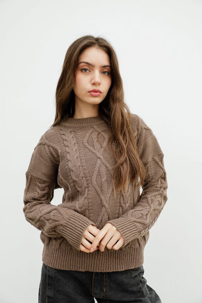 Art.417- Sweater con Diseño de Rombos y Trenzas de Algodón