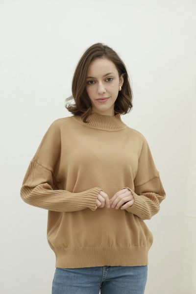 Art.645- Sweater Media Polera Boxy Manga Acanalada