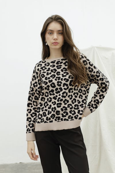 Art.644- Sweater Boxy Animal Print 