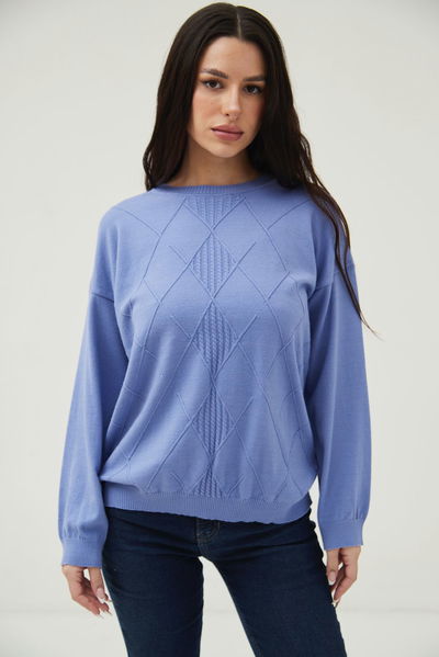 Art.608- Sweater Oversize con Diseño de Rombos Imperfectos