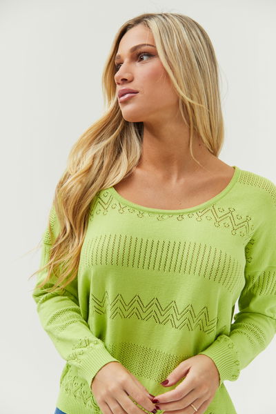 Art.057- Sweater c/ Varios Diseños Calados de Hilo Lycra