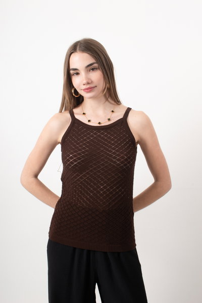Art.089- Musculosa Calada de Hilo Lycra 
