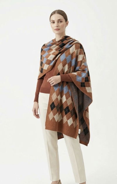 Ruana rombos terracota 