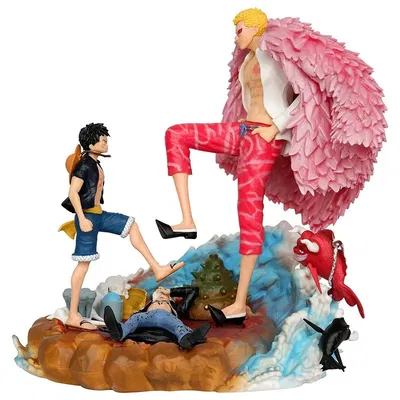 Figura One Piece Diorama Luffy, Law, Doflamingo 24 Cm 
