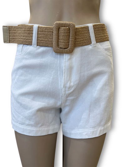 SHORT JEAN C/CINTO RAFIA BLANCO