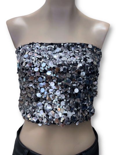 STRAPLE LENTEJUELAS GRANDES PLATEADO