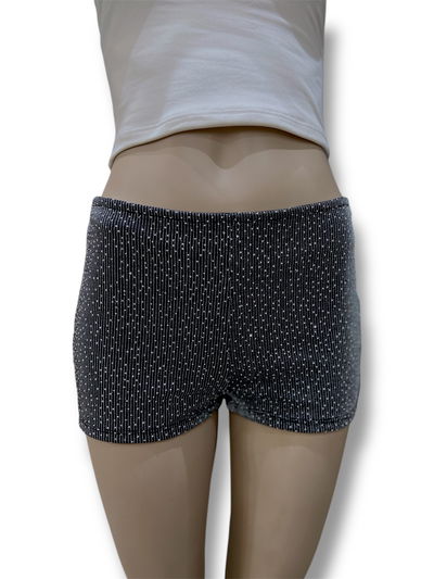 SHORT STRASS TIRO BAJO PLATEADO