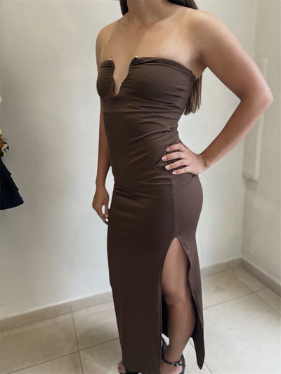 VESTIDO LARGO MICRO STRAPLE U 