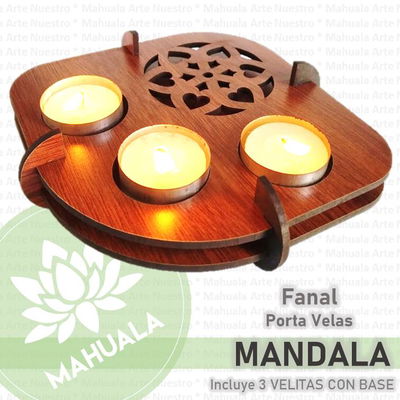 Fanal con 3 Velitas MANDALA