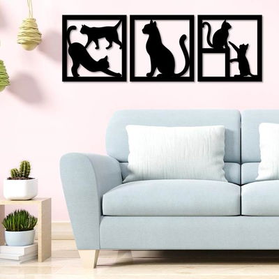 Cuadro Tríptico 30x90 GATOS - MAHUALA