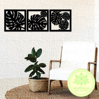 Cuadro Tríptico 30x90 MONSTERA - MAHUALA
