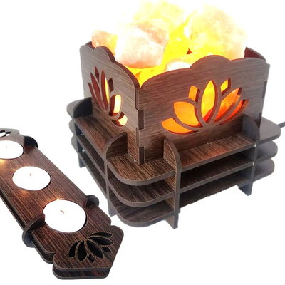Lámpara de Sal del Himalaya + Fanal con Velas - Modelo LOTO