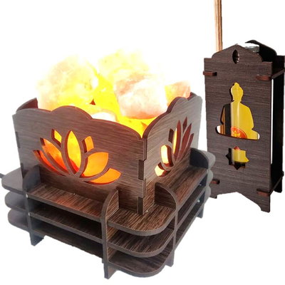 Lámpara de Sal del Himalaya + Difusor de Aromas - Modelo LOTO