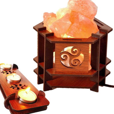 Lámpara de Sal del Himalaya + Fanal con Velas - Modelo ORIENTE