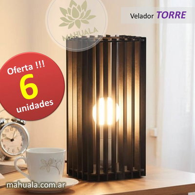 6 Veladores - Lámpara de mesa - Modelo TORRE (6 unidades)