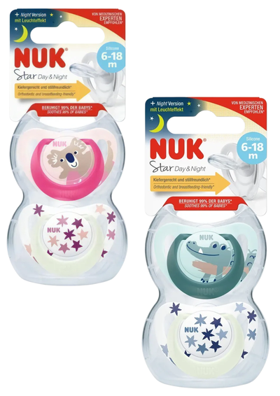 Nuk Chupetes x2 Star Day & Nigth 6-18 meses
