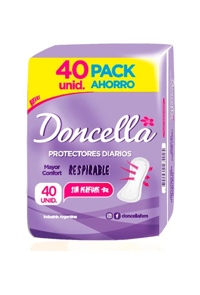 Protectores Diarios Doncella Respirables x40u.