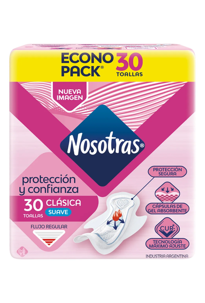 Toallitas Higienicas Nosotras Clasicas Suave x30u