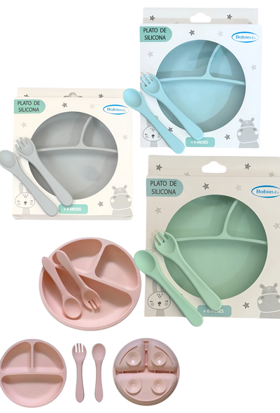Plato y Cubiertos de Silicona Babies.Co