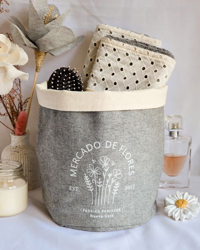 Organizador mediano (mercado de flores - gris jean)